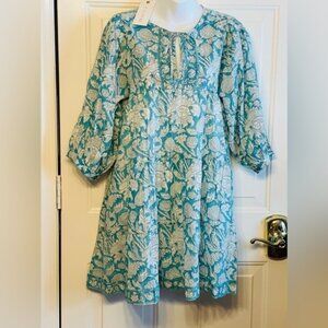 Elegant Teal Floral Mini Dress